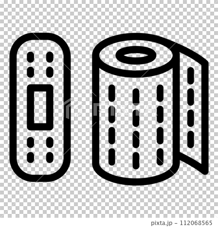 Line drawing single item icons of items necessary for disaster prevention, bandages, bandages 112068565