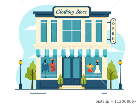 Clothing Store Vector Illustration by Shopping for Clothes or Dresses for Fashion Styles Women or Men in Flat Cartoon Background Design 112068667