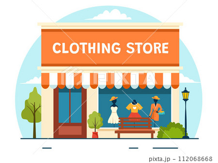 Clothing Store Vector Illustration by Shopping for Clothes or Dresses for Fashion Styles Women or Men in Flat Cartoon Background Design 112068668