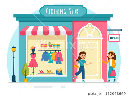 Clothing Store Vector Illustration by Shopping for Clothes or Dresses for Fashion Styles Women or Men in Flat Cartoon Background Design Clothing Store Vector Illustration by Shopping for Clothes or Dresses for Fashion Styles Women or Men in Flat Cartoon Background Design 112068669
