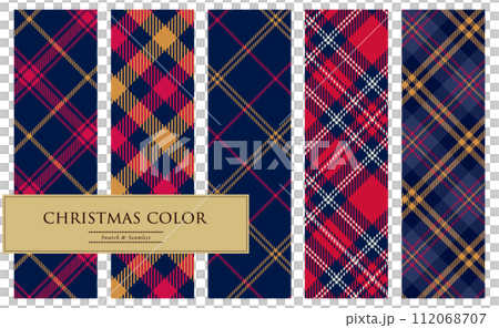 Colorful Christmas check pattern set Colorful Christmas check pattern set 112068707
