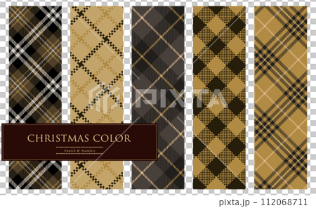 Black x gold Christmas check pattern set Black x gold Christmas check pattern set 112068711