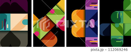 Balance movement geometric backgrounds. Poster collection for wallpaper, business card, cover, poster, banner, brochure, header, website 112069246