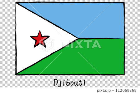 アナログ手描き風 世界の国旗、ジブチ アナログ手描き風 世界の国旗、ジブチ 112069269