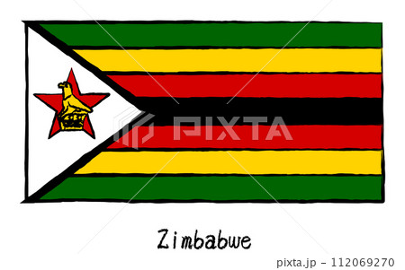 アナログ手描き風　世界の国旗、ジンバブエ 112069270