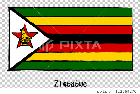 アナログ手描き風　世界の国旗、ジンバブエ 112069270