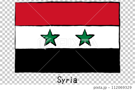 アナログ手描き風　世界の国旗、シリア 112069329