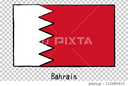 Analog hand-drawn style flags of the world, Bahrain 112069331