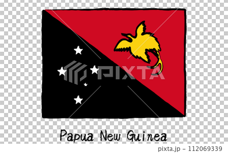 Analog hand-drawn style flags of the world, Papua New Guinea 112069339