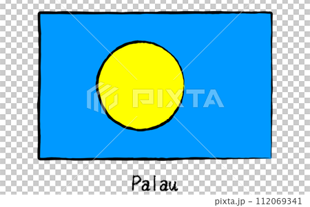 Analog hand-drawn style flags of the world, Palau 112069341