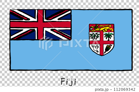 アナログ手描き風　世界の国旗、フィジー 112069342