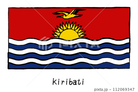 アナログ手描き風　世界の国旗、キリバス 112069347
