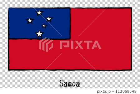 アナログ手描き風　世界の国旗、サモア 112069349