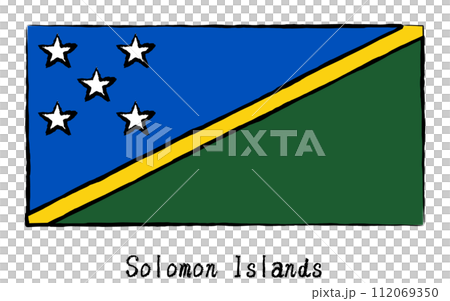 Analog hand-drawn style flags of the world, Solomon Islands 112069350