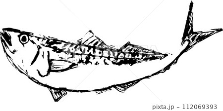 サバの魚の墨絵イラスト サバの魚の墨絵イラスト 112069393