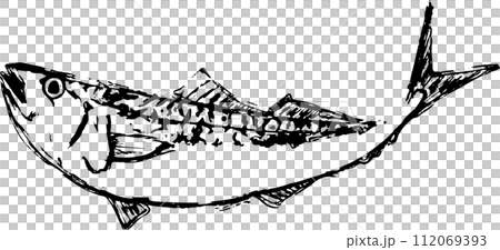 サバの魚の墨絵イラスト サバの魚の墨絵イラスト 112069393