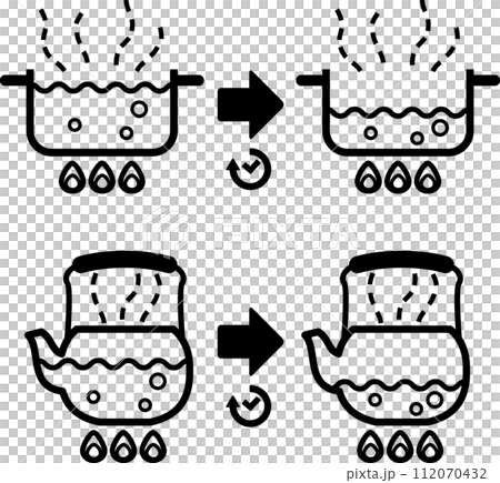 Image of liquid boiled in a pot and kettle Image of liquid boiled in a pot and kettle 112070432