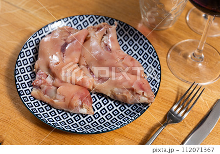 Smoked pork leg served on platter Smoked pork leg served on platter 112071367