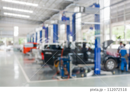 car service centre auto repair workshop blurred background 112072518