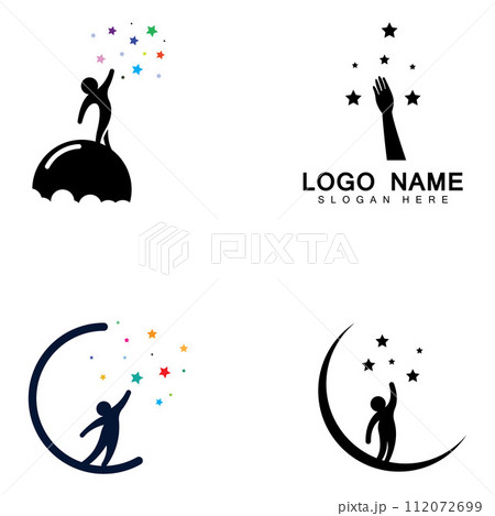 A logo to reach the stars or a logo to reach a dream or goal. Logo using concept design vector illustration template. A logo to reach the stars or a logo to reach a dream or goal. Logo using concept design vector illustration template. 112072699
