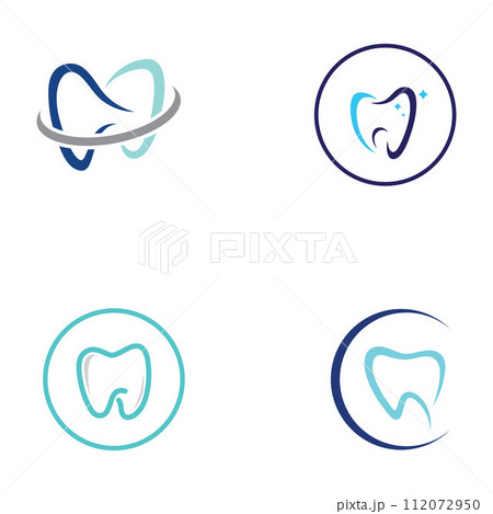 Dental logo, logo for dental health, and logo for dental care. Using a template illustration vector design concept Dental logo, logo for dental health, and logo for dental care. Using a template illustration vector design concept 112072950