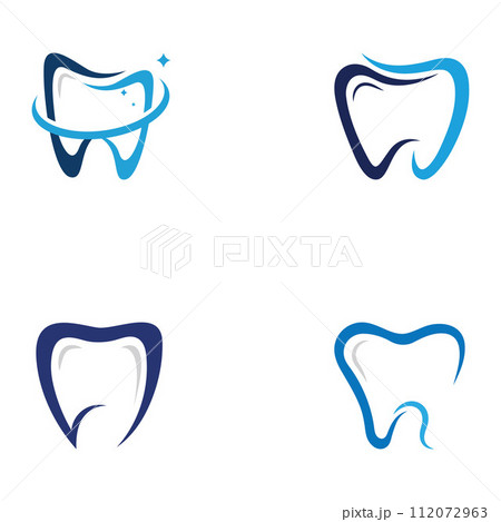Dental logo, logo for dental health, and logo for dental care. Using a template illustration vector design concept Dental logo, logo for dental health, and logo for dental care. Using a template illustration vector design concept 112072963