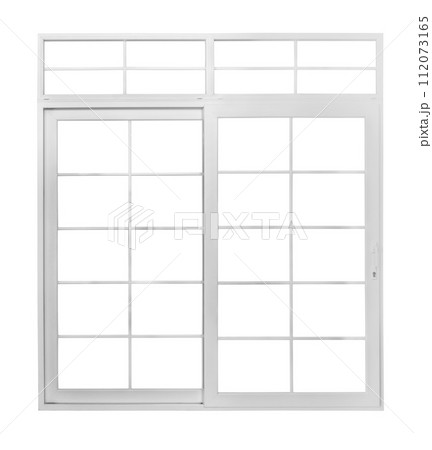 Real vintage house window frame isolated on white background 112073165
