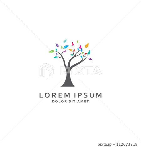 Living tree logo design, using a vector illustration template concept. Living tree logo design, using a vector illustration template concept. 112073219