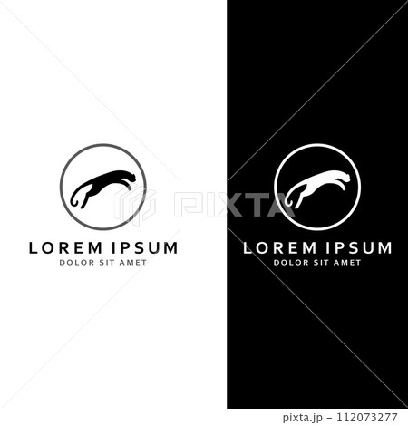 Cheetah animal logo with design concept vector illustration template. Cheetah animal logo with design concept vector illustration template. 112073277