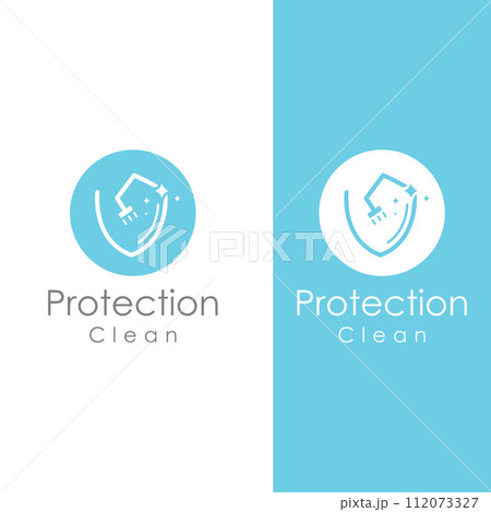 Cleaning logo, cleaning protection logo and house cleaning logo.With a template illustration vector design concept. 112073327