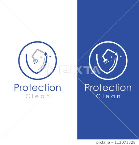 Cleaning logo, cleaning protection logo and house cleaning logo.With a template illustration vector design concept. 112073329
