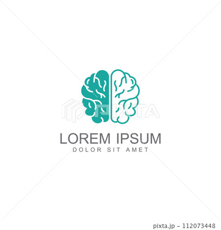 Brain logo. Brain logo with combination of technology and brain part nerve cells, with design concept vector illustration template. 112073448