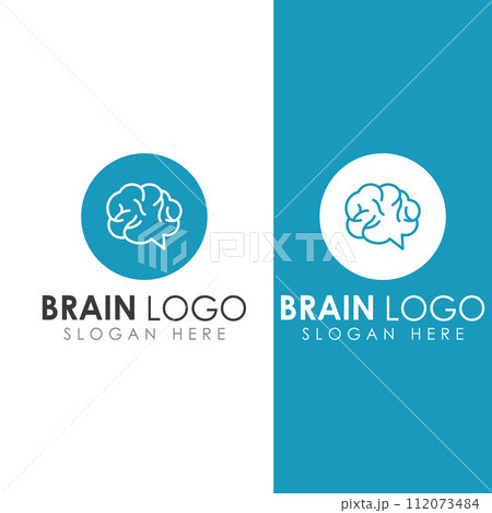 Brain logo. Brain logo with combination of technology and brain part nerve cells, with design concept vector illustration template. Brain logo. Brain logo with combination of technology and brain part nerve cells, with design concept vector illustration template. 112073484