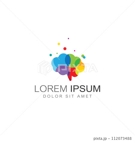 Brain logo. Brain logo with combination of technology and brain part nerve cells, with design concept vector illustration template. Brain logo. Brain logo with combination of technology and brain part nerve cells, with design concept vector illustration template. 112073488