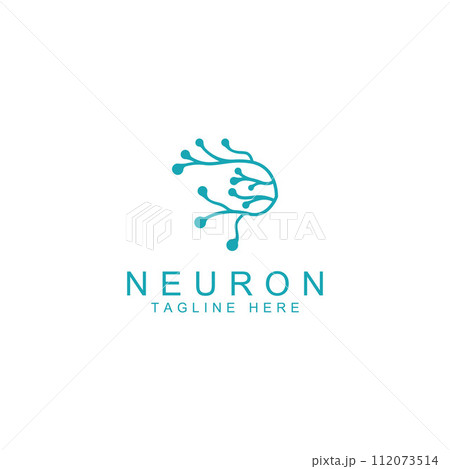 Neuron logo or nerve cell logo with concept vector illustration template. 112073514