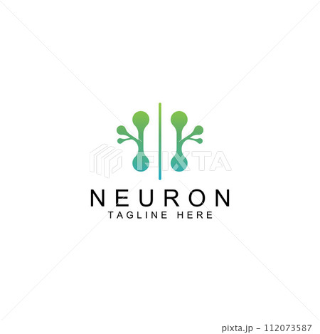Neuron logo or nerve cell logo with concept vector illustration template. Neuron logo or nerve cell logo with concept vector illustration template. 112073587