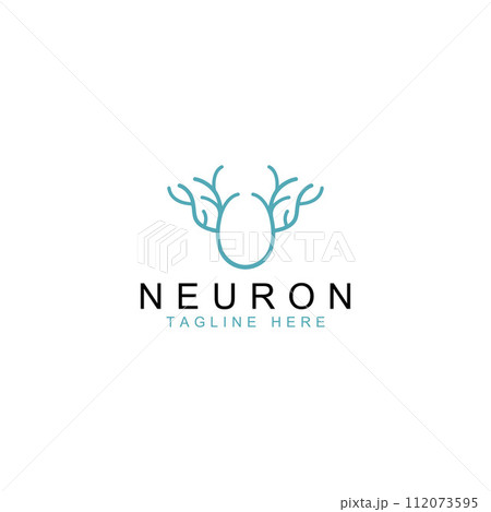 Neuron logo or nerve cell logo with concept vector illustration template. Neuron logo or nerve cell logo with concept vector illustration template. 112073595