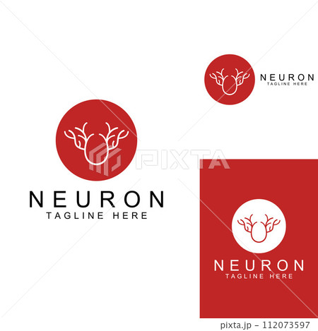 Neuron logo or nerve cell logo with concept vector illustration template. 112073597