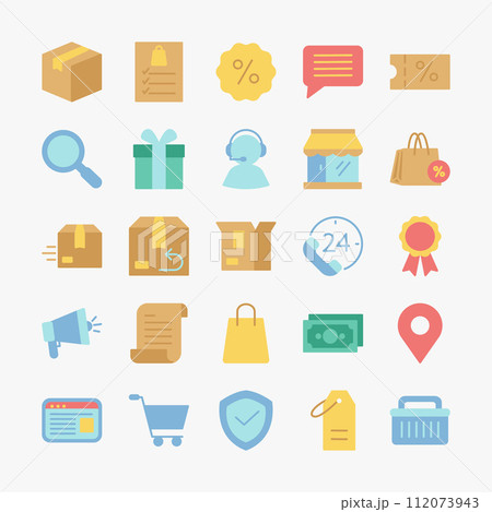 Ecommerce icons collection. Store, online shop, retail, sale, promotion icons set. vector illustration. Ecommerce icons collection. Store, online shop, retail, sale, promotion icons set. vector illustration. 112073943