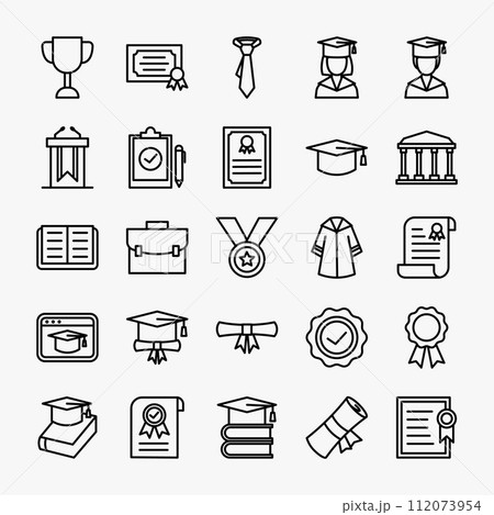 graduation icons collection. school, student, learning, diploma, icons set. vector illustration 112073954
