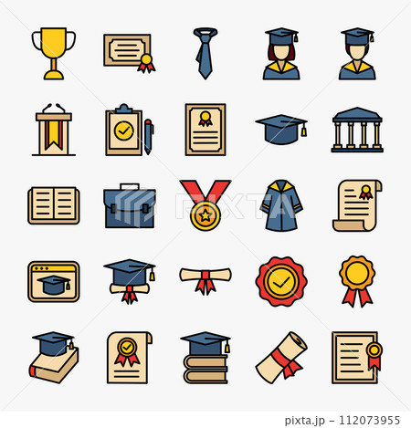graduation icons collection. school, student, learning, diploma, icons set. vector illustration graduation icons collection. school, student, learning, diploma, icons set. vector illustration 112073955