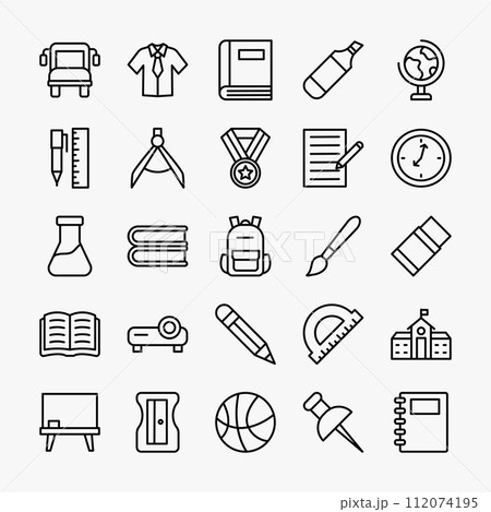 back to school icons collection. education, study, university, diploma, learning icons set. vector illustration  112074195