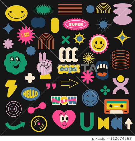 Modern stickers and labels, characters and element 112074262