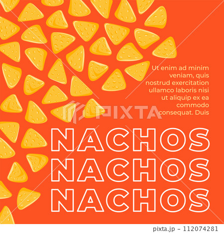 Tasty and crunchy snack, nachos promotional banner 112074281