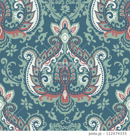 Paisley print, leaves and floral branches decor 112074335