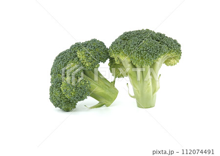 Raw broccoli isolated on white background 112074491
