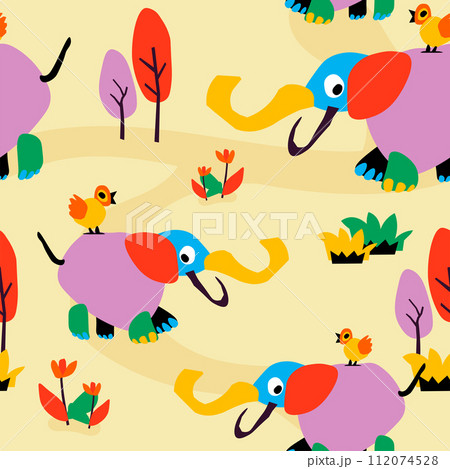 Childish drawings or paper cuts of animals, print Childish drawings or paper cuts of animals, print 112074528