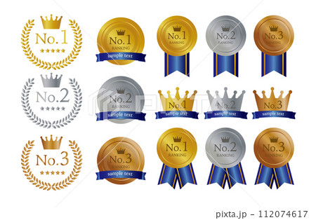 ランキングなどに使える青のメダルセット 112074617