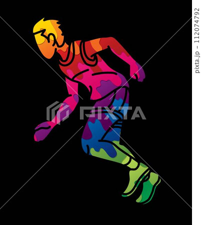 A Man Running Action Speed Movement Marathon Runner Cartoon Sport Graphic Vector A Man Running Action Speed Movement Marathon Runner Cartoon Sport Graphic Vector 112074792