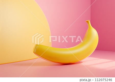 a 3d banana on the pastel background with generative ai 112075246